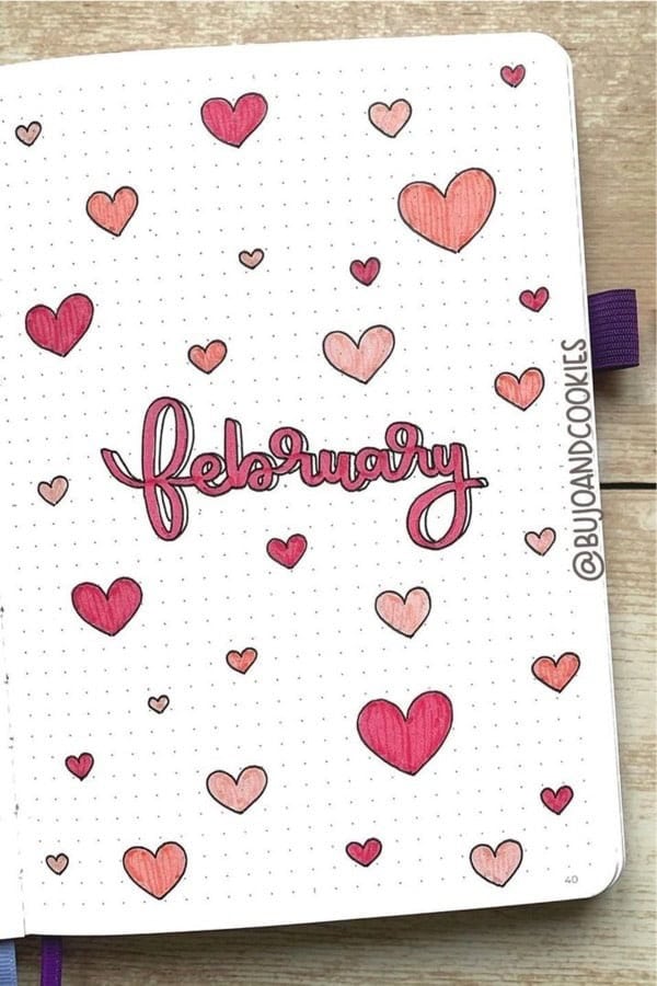 February Cover With Heart Doodles