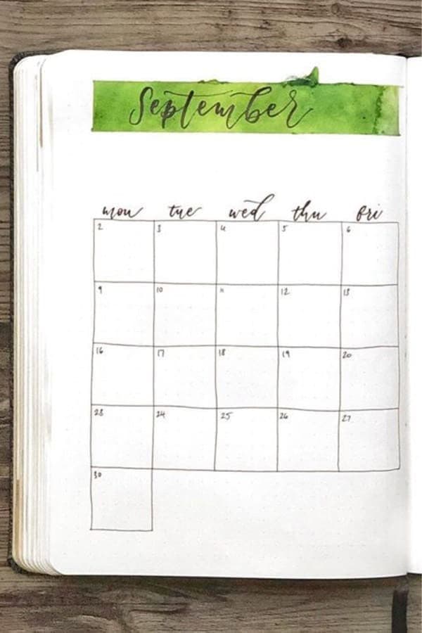 Green September Monthly Spread