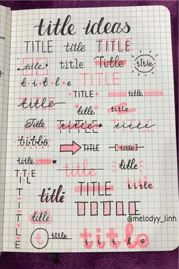 Cute Title Ideas For Bujo