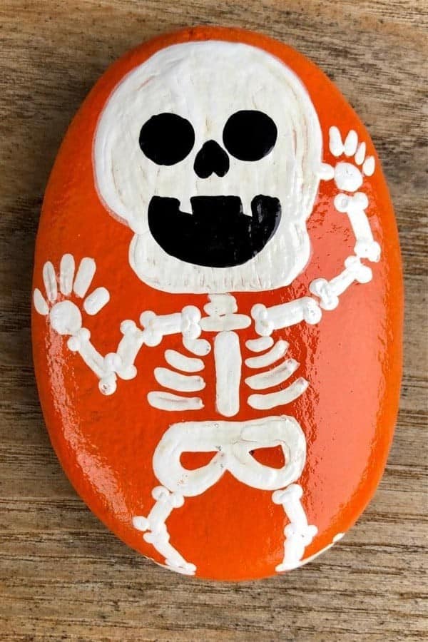 Cute Skeleton Painted Rock For Kids