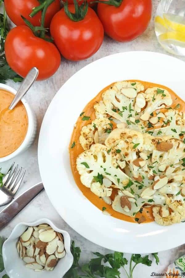 CAULIFLOWER STEAKS WITH ROMESCO SAUCE