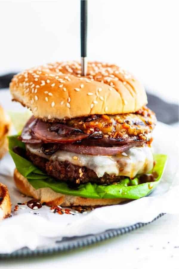 Hawaiian Teriyaki Burgers with Grilled Pineapple