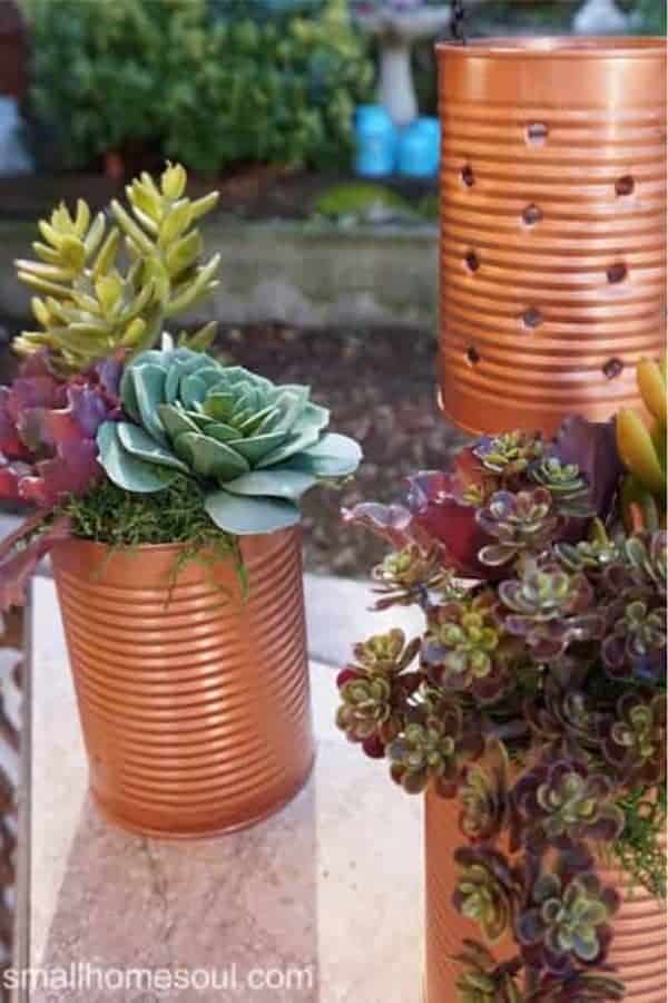 Recycled Tin Can Lantern & Planter