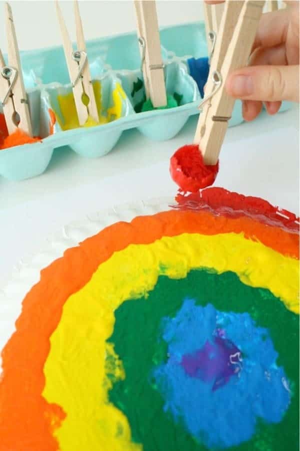 Pom Pom Painted Rainbow Craft