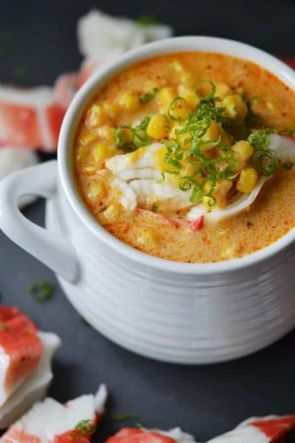 CAJUN LIME CORN CHOWDER WITH CRAB