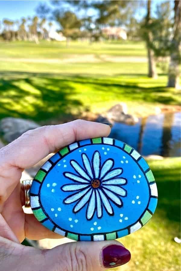 Daisy Themed Painted Rock Inspiration