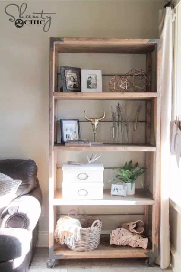 DIY Industrial Cart Bookcase