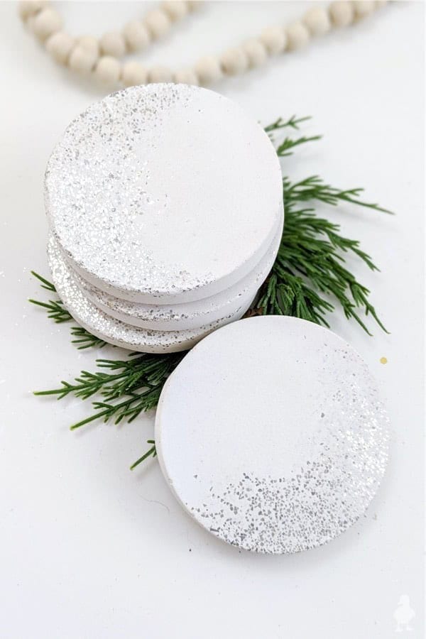 DIY Confetti Glitter + White Concrete Coasters