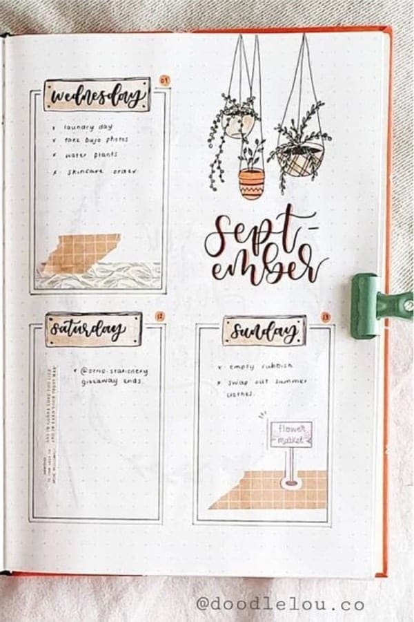 September Bujo With Hanging Plants