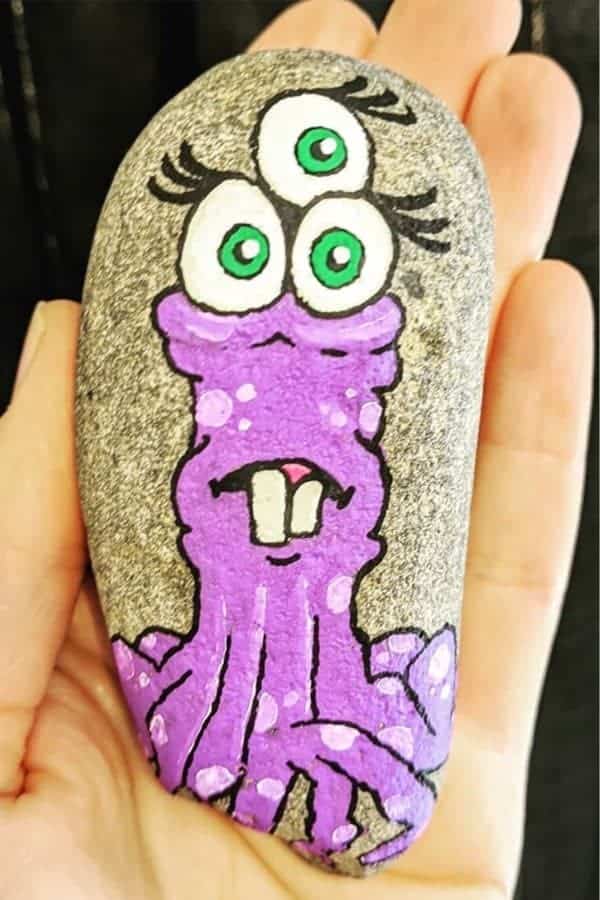 Cute Halloween Monster Painted Rock