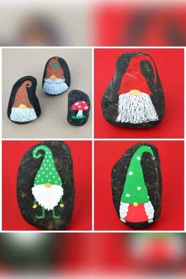 CHRISTMAS GNOME ROCK PAINTING