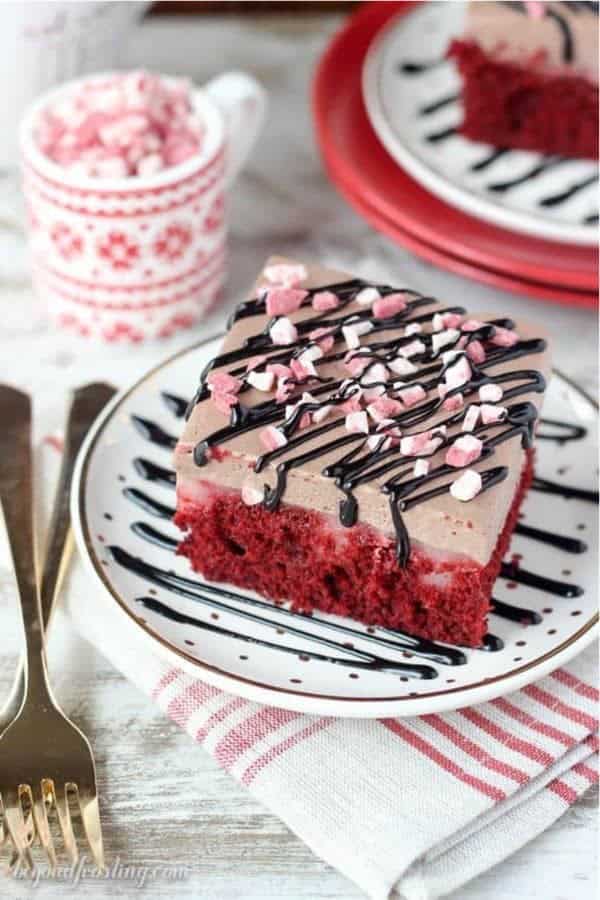 Peppermint Hot Chocolate Poke Cake