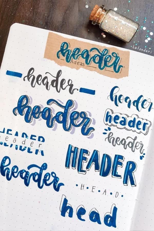 Bubble Letter Headers In Blue