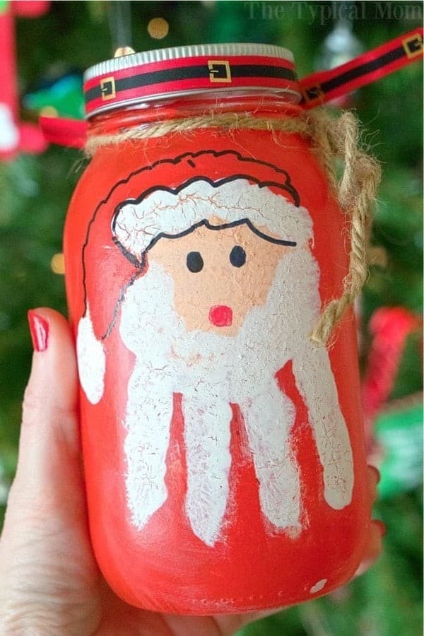 Mason Jar Santa Handprint Craft