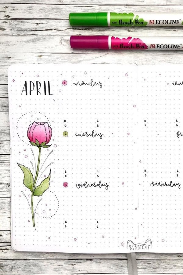 Pink Flower Weekly Layout