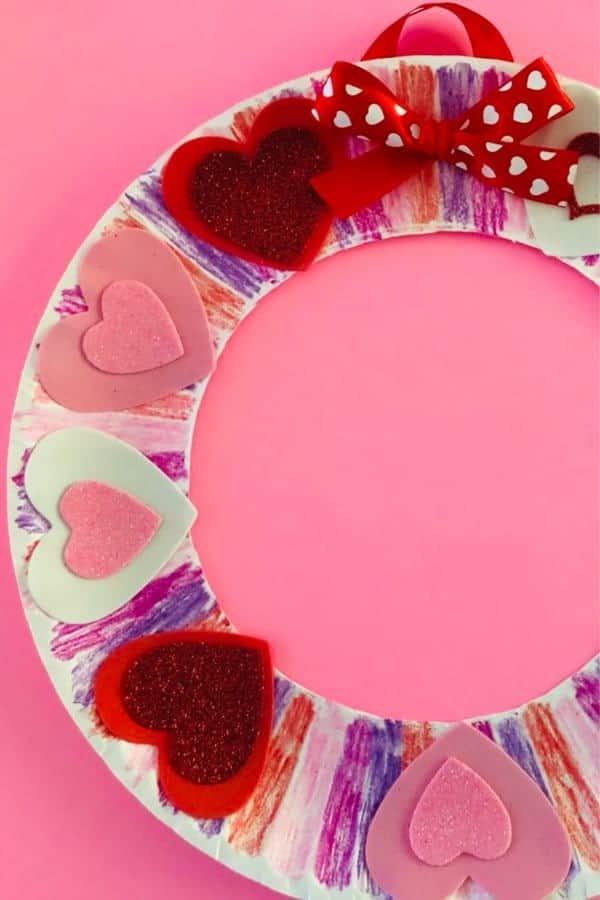 Valentine Heart Paper Plate Wreath Craft