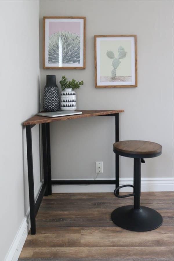 DIY Metal & Wood Corner Desk