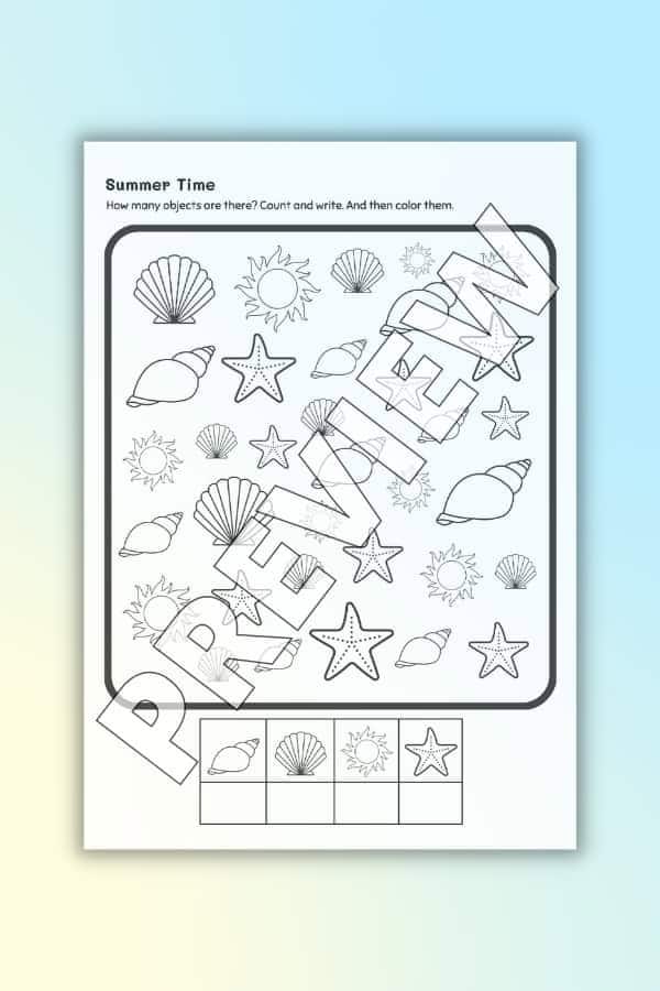 SUMMER TIME PRINTABLE WORKSHEET