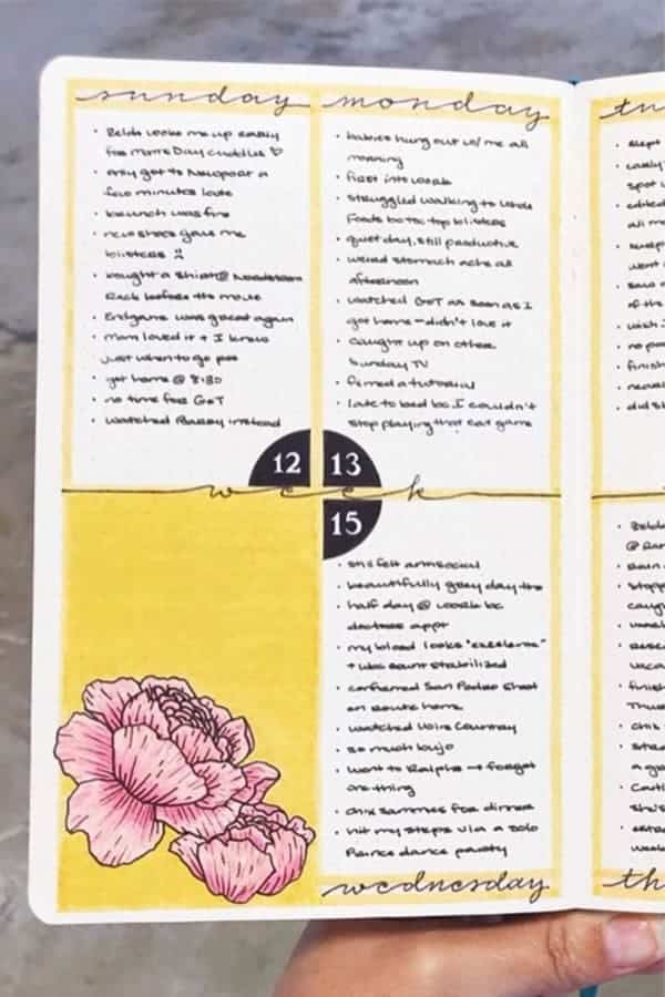 Yellow Background Bujo Spread