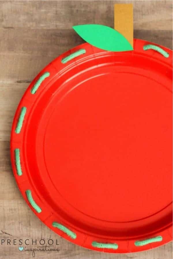 Paper Plate Apple Lacing Activity for Preschoolers