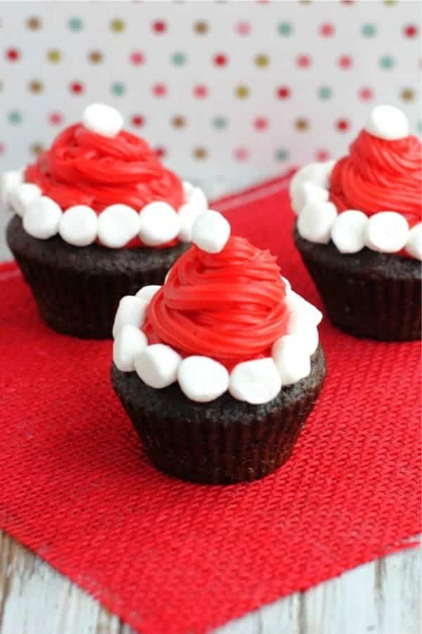 Santa Hat Cupcakes For Christmas