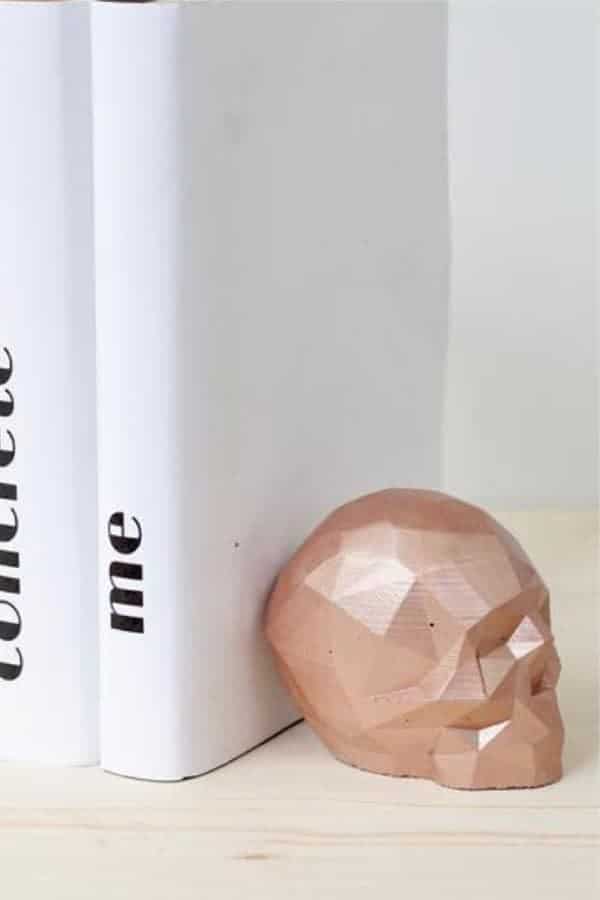 Concrete Skull Bookend