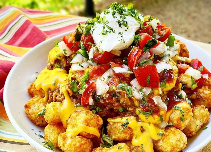 BBQ Pulled Pork Tater Tot Nachos