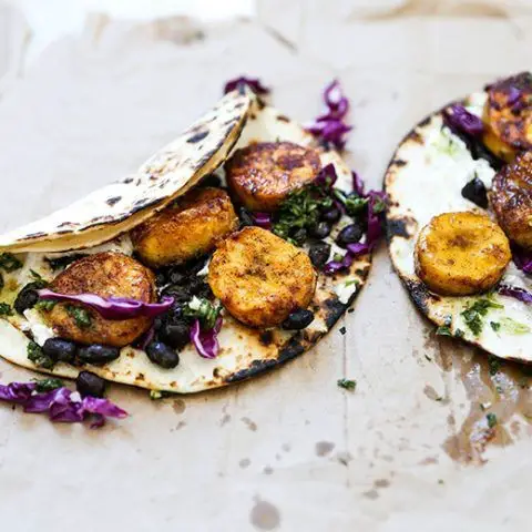 Baked Plantain and Black Bean Tacos