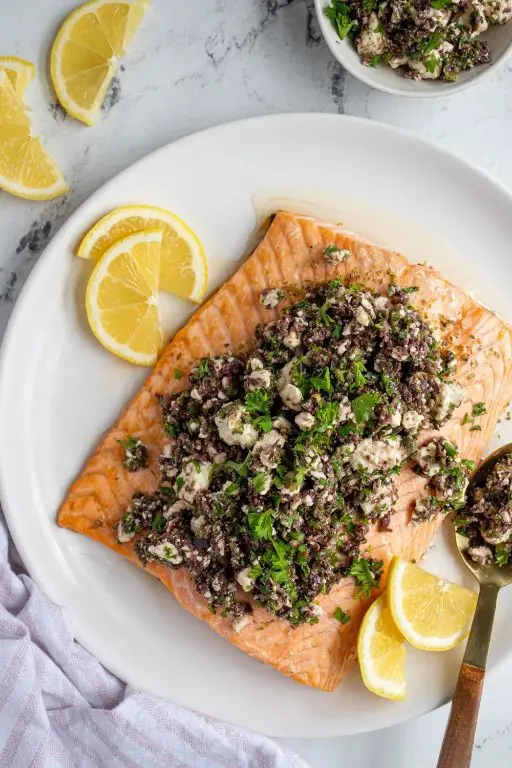 Baked Salmon with Olive Tapenade