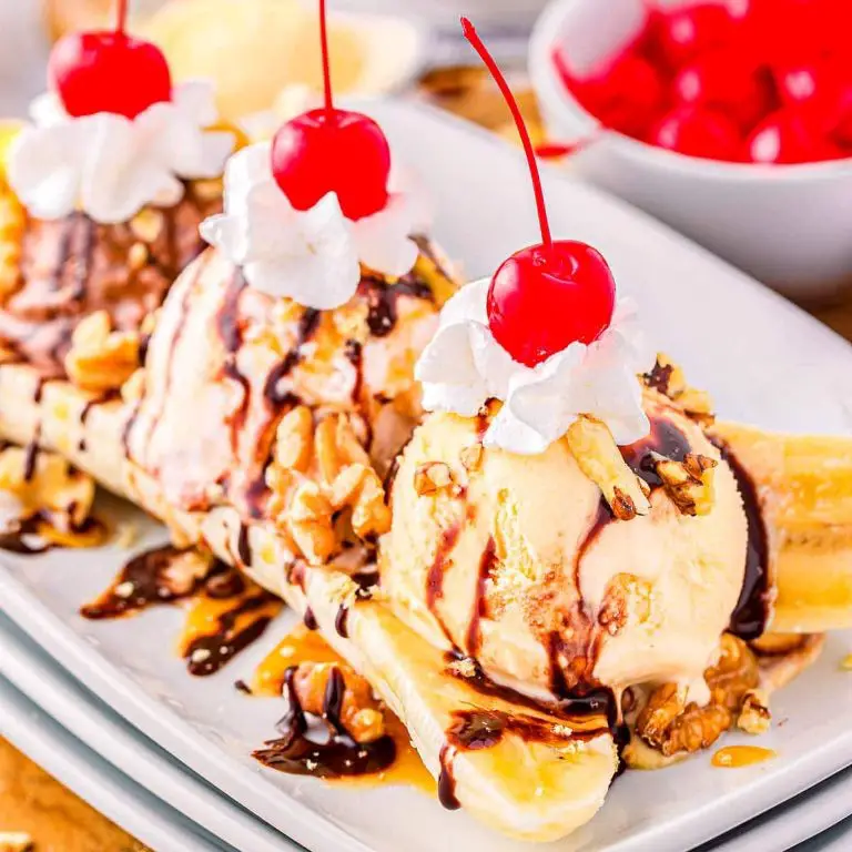 Banana Split with whipped cream and nuts
