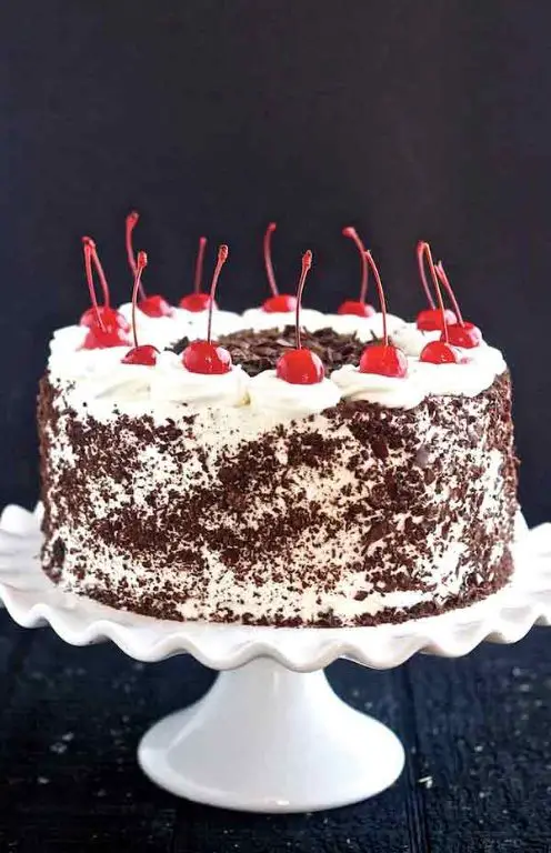 Black Forest Cake with Whipped Cream and Cherries