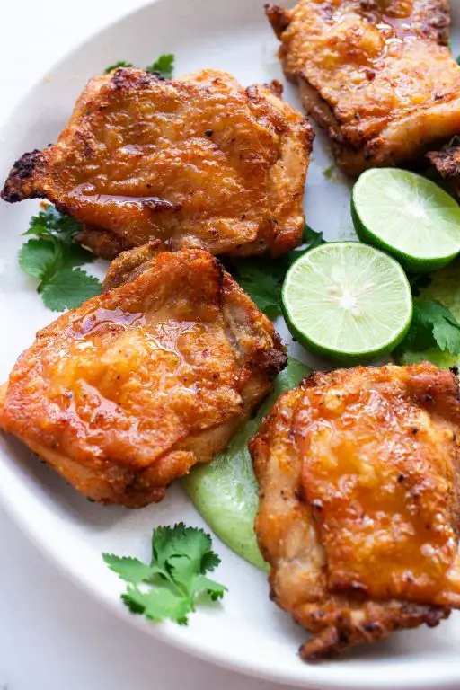 Breaded Chicken Thighs with Avocado Lime Sauce