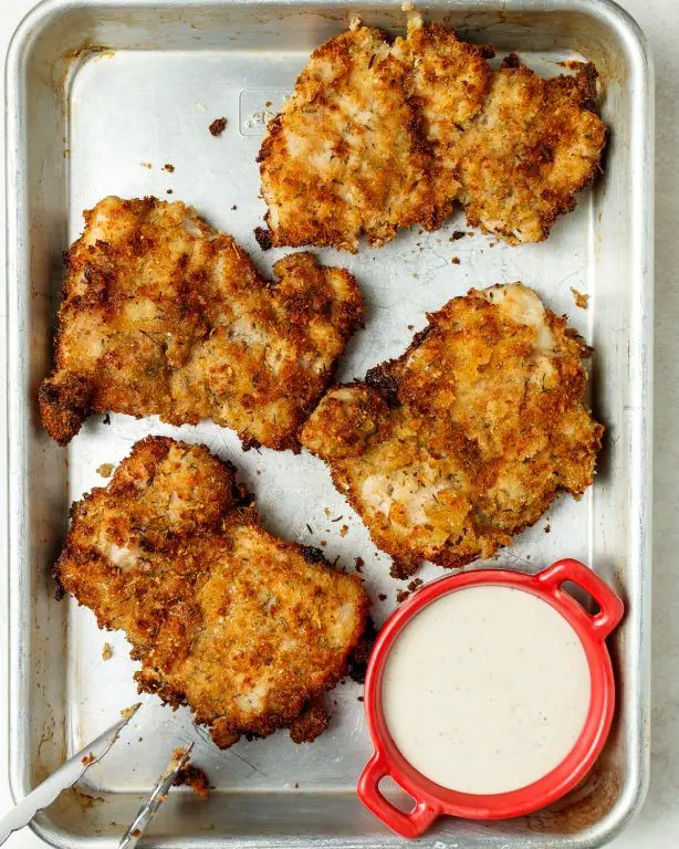 Breaded Chicken Thighs with Ranch Dressing