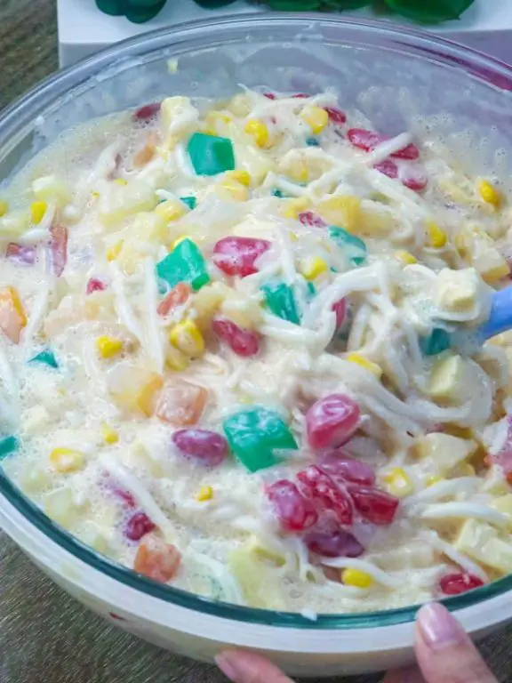 Buko Salad - A sweet coconut fruit salad.