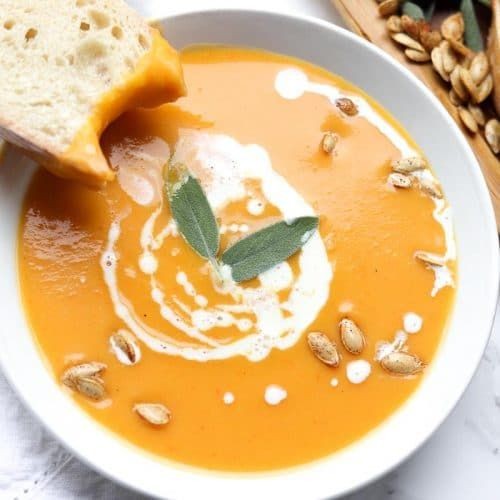 Butternut Squash and Carrot Soup with Ginger