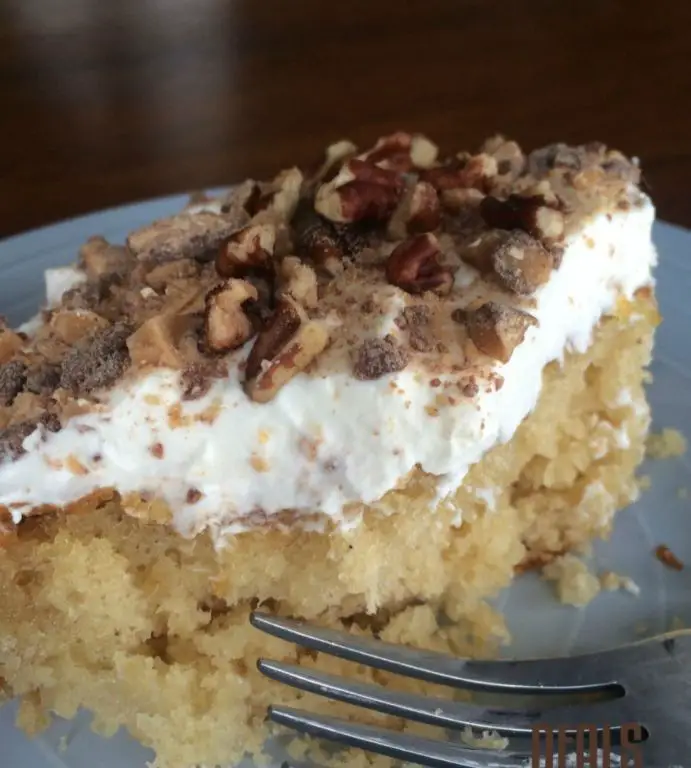 Caramel Drizzled Preachers Cake with Pecans