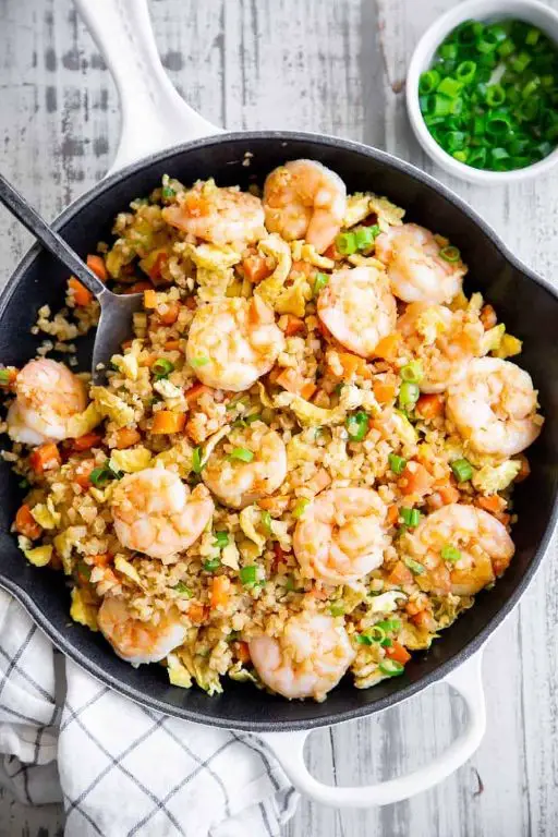 Cauliflower Rice with Stir-Fried Shrimp