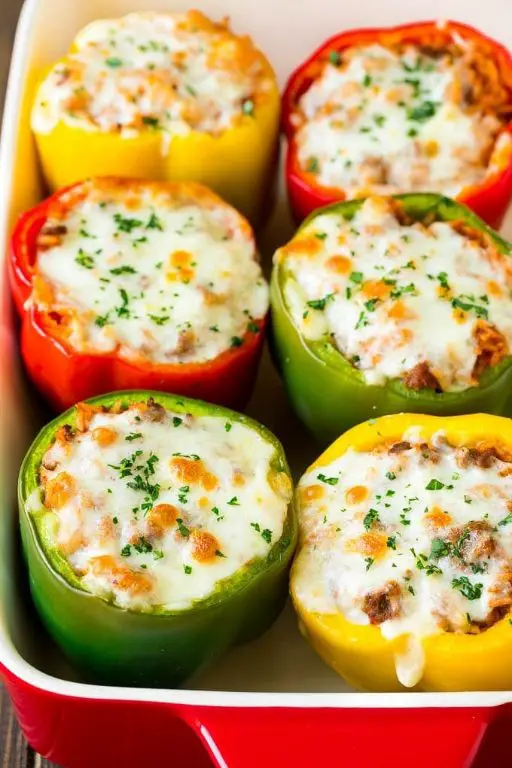 Cheesy Beef Stuffed Bell Peppers