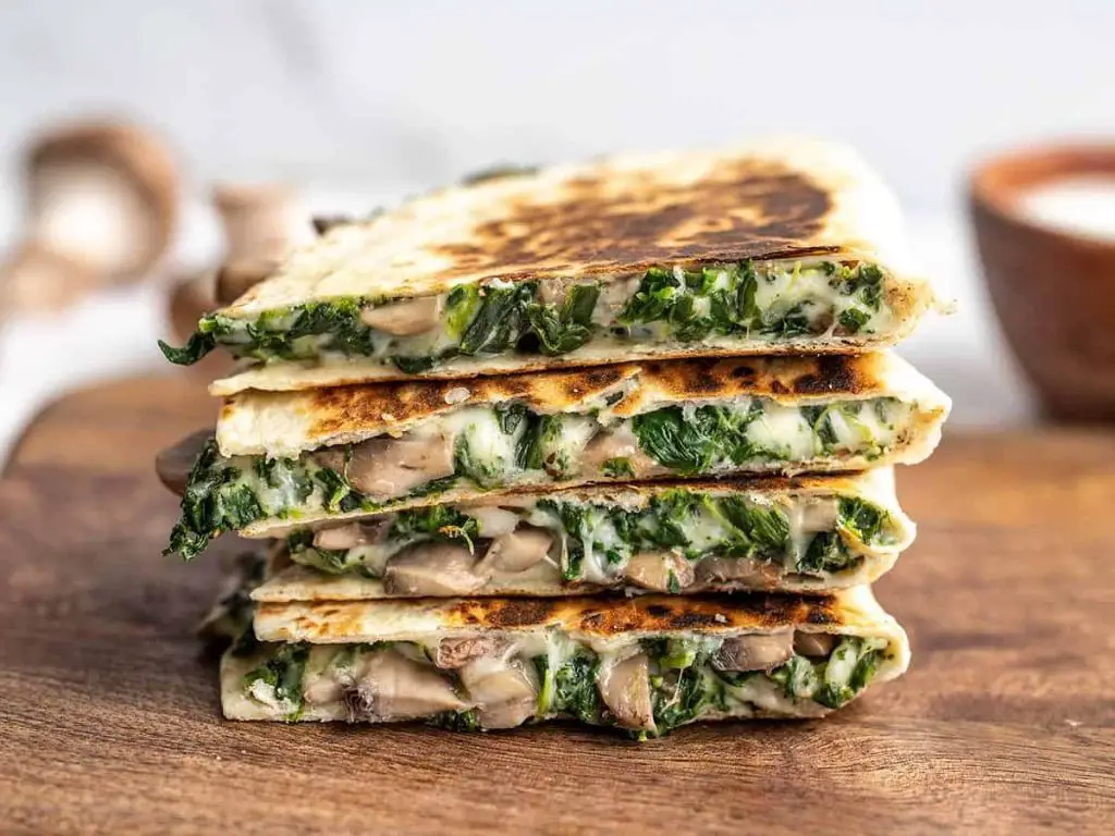 Cheesy Spinach and Mushroom Quesadillas