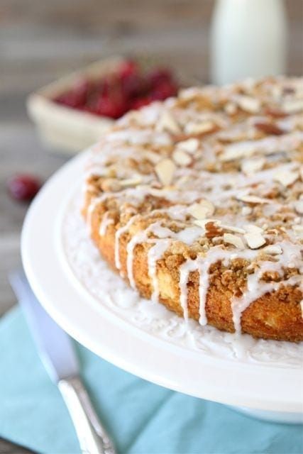Cherry Almond Preachers Cake with Almond Glaze
