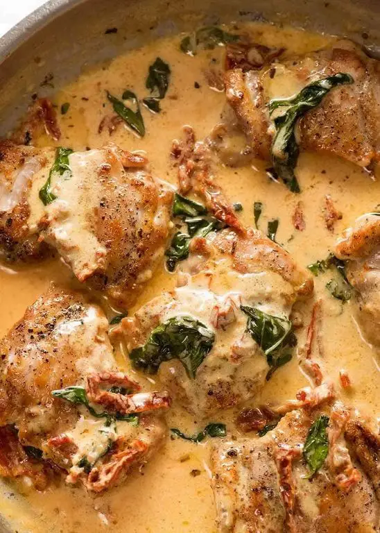 Chicken Thighs with Creamy Sun-Dried Tomato Sauce