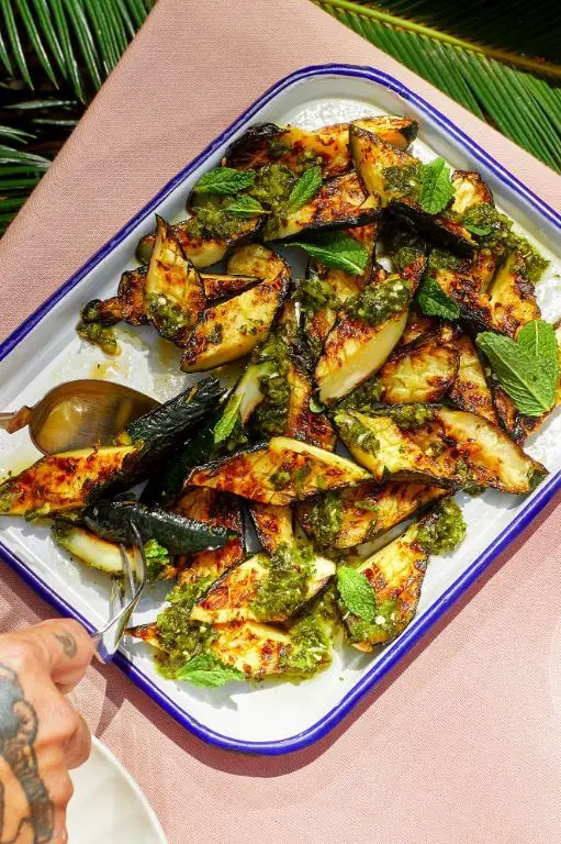 Chimichurri Drizzled Grilled Zucchini