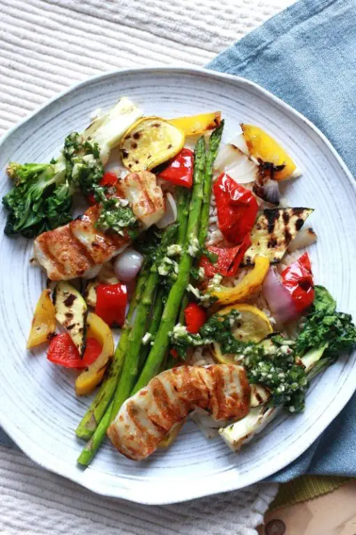 Chimichurri Topped Grilled Halloumi
