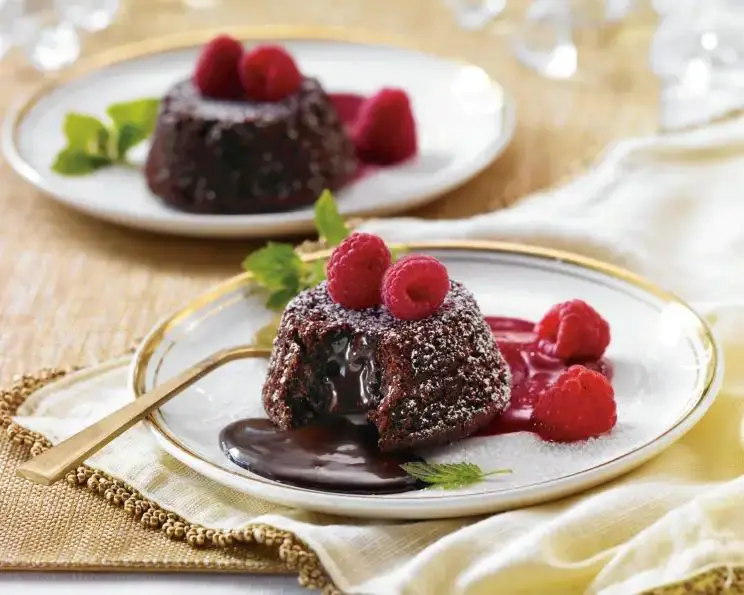Chocolate Lava Cake with Raspberry Coulis