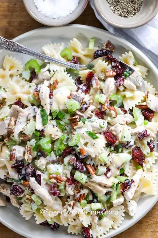 Christmas Pasta Salad with Cranberries and Pecans