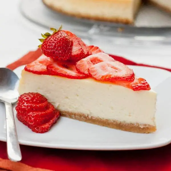 Classic New York Cheesecake with Strawberry Topping