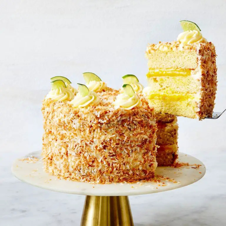 Coconut Lime Cake with Toasted Coconut Flakes