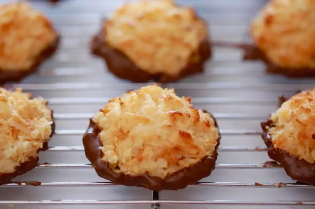 Coconut Macaroons made with coconut, condensed milk, and vanilla.