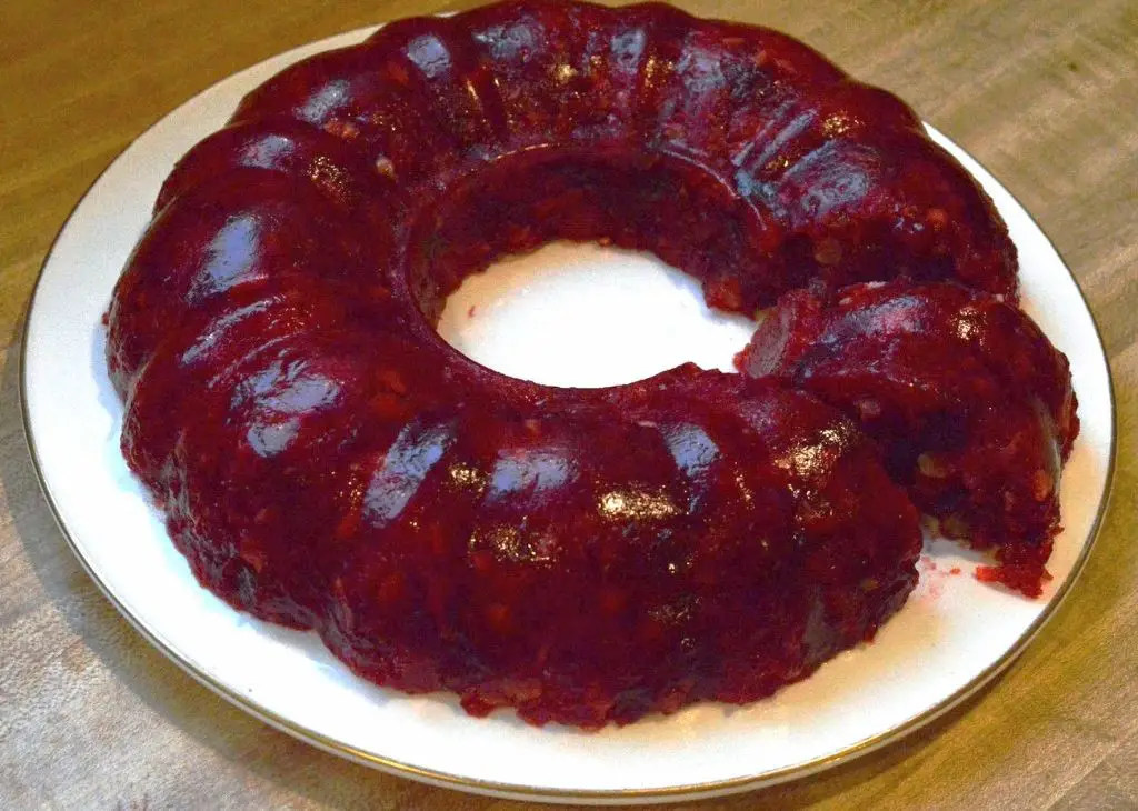 Cranberry and Walnut Jello Mold