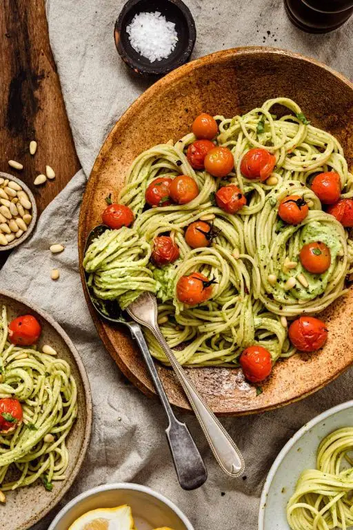 Creamy Avocado Pasta with Cherry Tomatoes